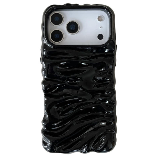 Compatible with iPhone 18 Pro Max Cream Texture Electroplating TPU Full Coverage Phone Case - Black
