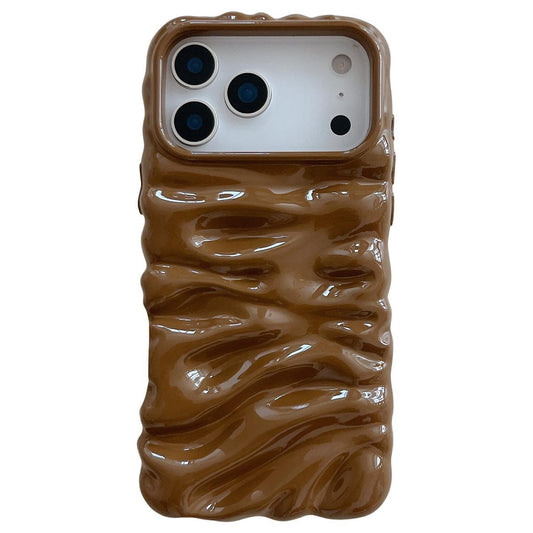 Compatible with iPhone 18 Pro Max Cream Texture Electroplating TPU Full Coverage Phone Case - Caramel
