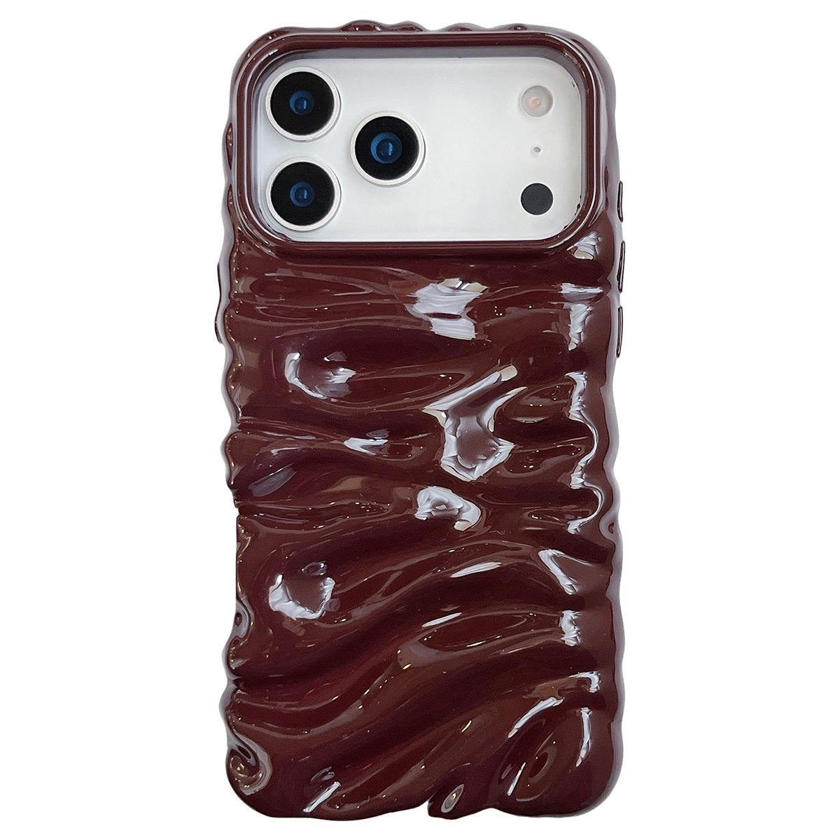 Compatible with iPhone 18 Pro Max Cream Texture Electroplating TPU Full Coverage Phone Case - Wine Red