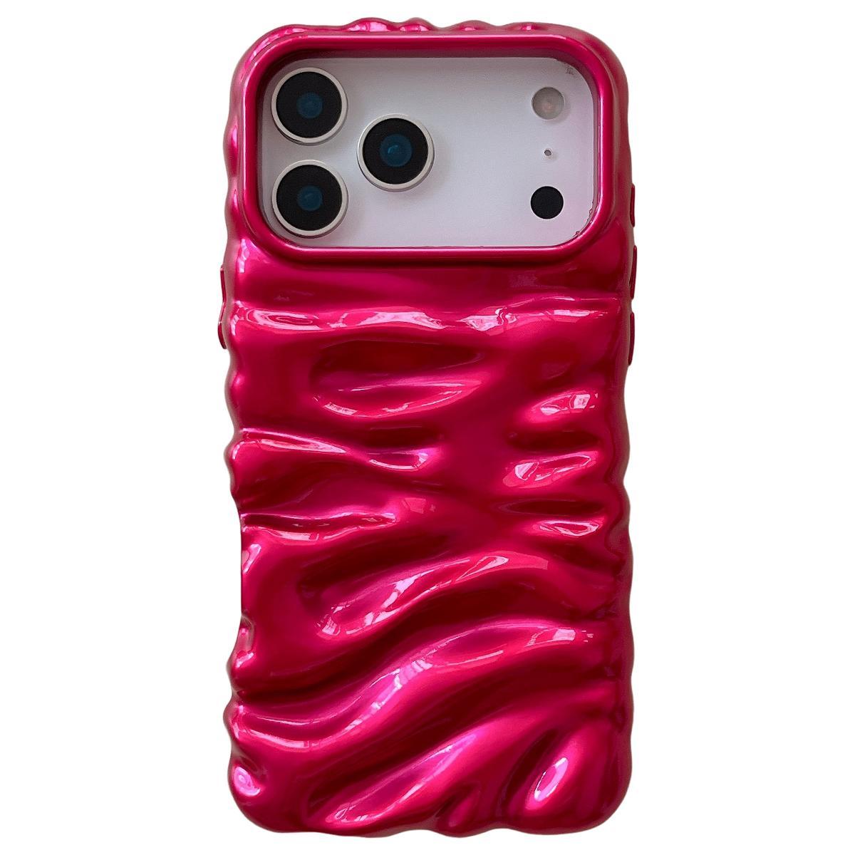 Compatible with iPhone 18 Pro Max Cream Texture Electroplating TPU Full Coverage Phone Case - Rose Red