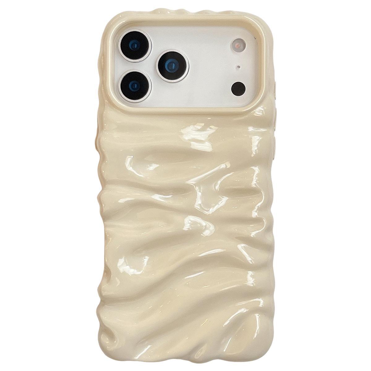Compatible with iPhone 18 Pro Max Cream Texture Electroplating TPU Full Coverage Phone Case - Beige