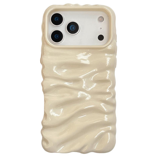 Compatible with iPhone 18 Pro Max Cream Texture Electroplating TPU Full Coverage Phone Case - Beige