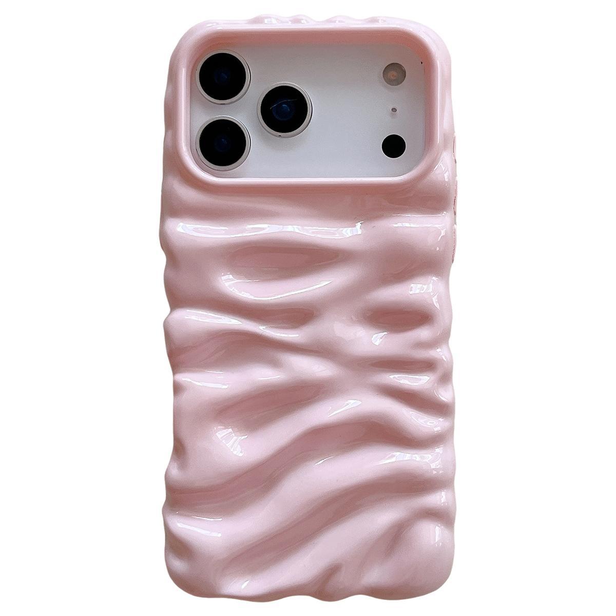 Compatible with iPhone 18 Pro Max Cream Texture Electroplating TPU Full Coverage Phone Case - Pink