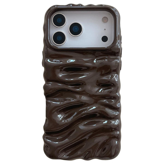 Compatible with iPhone 18 Pro Max Cream Texture Electroplating TPU Full Coverage Phone Case - Chocolate