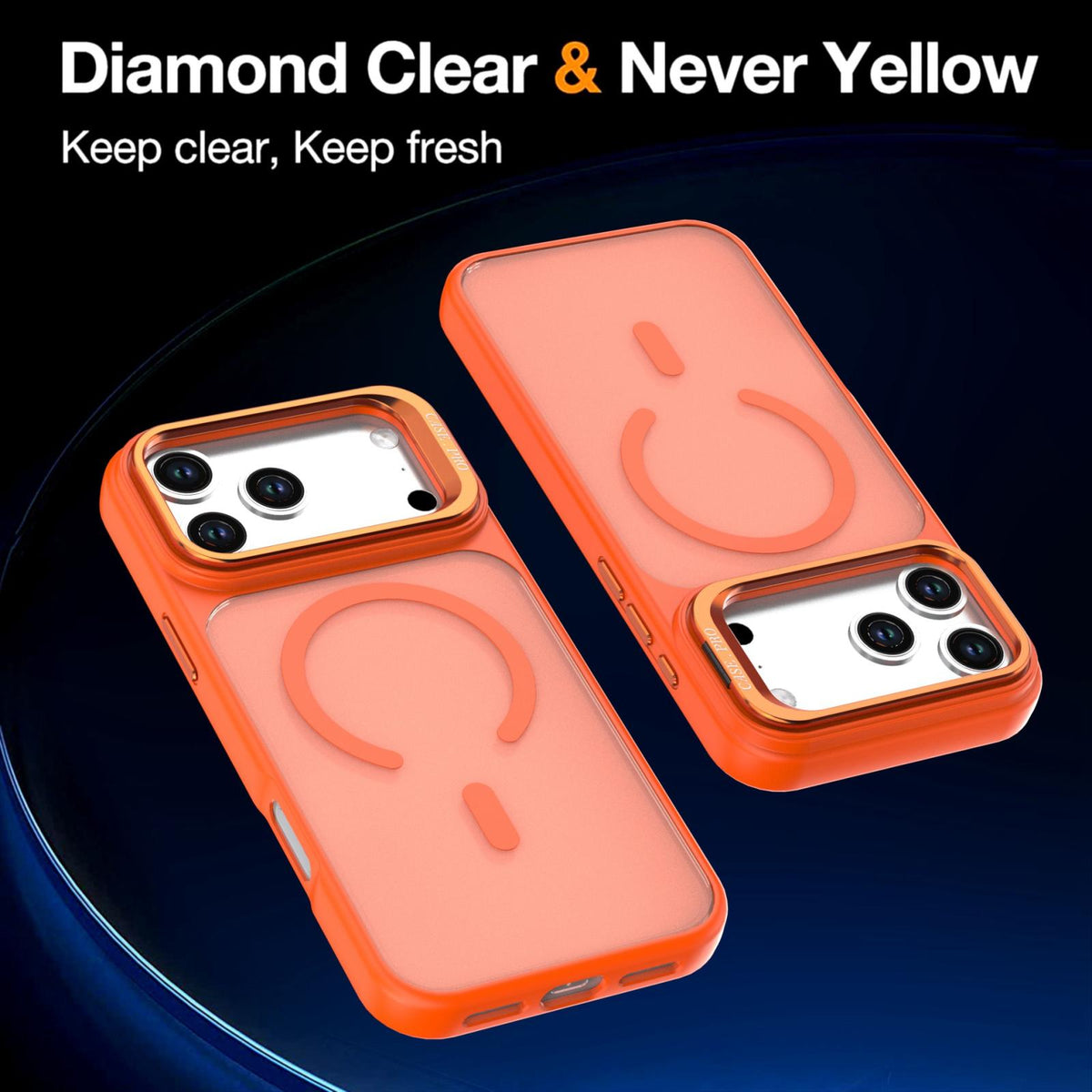 Compatible with iPhone 18 Pro Max Bright Color Frosted Skin-feel Camera Bracket Magsafe Phone Case - Orange