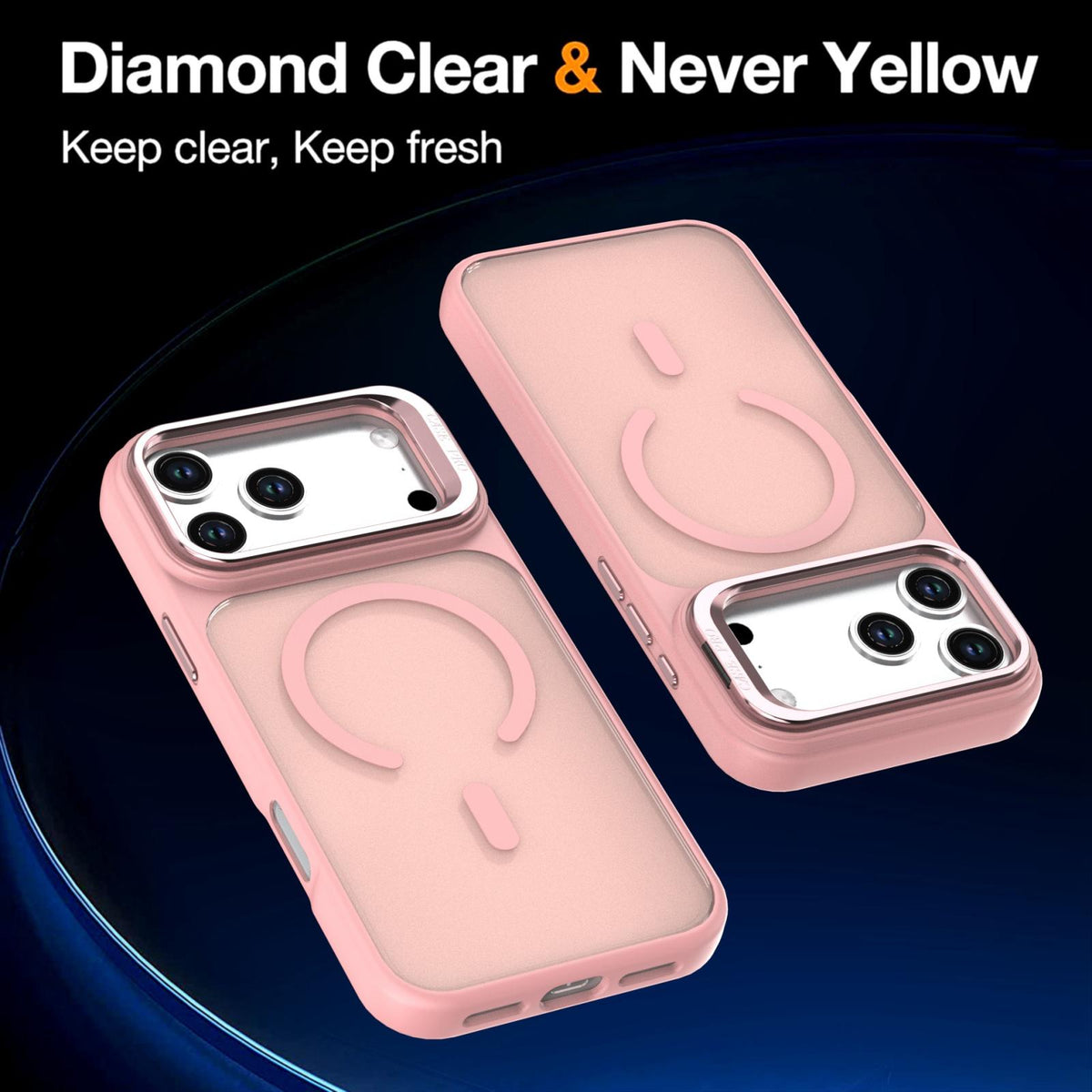 Compatible with iPhone 18 Pro Max Bright Color Frosted Skin-feel Camera Bracket Magsafe Phone Case - Pink