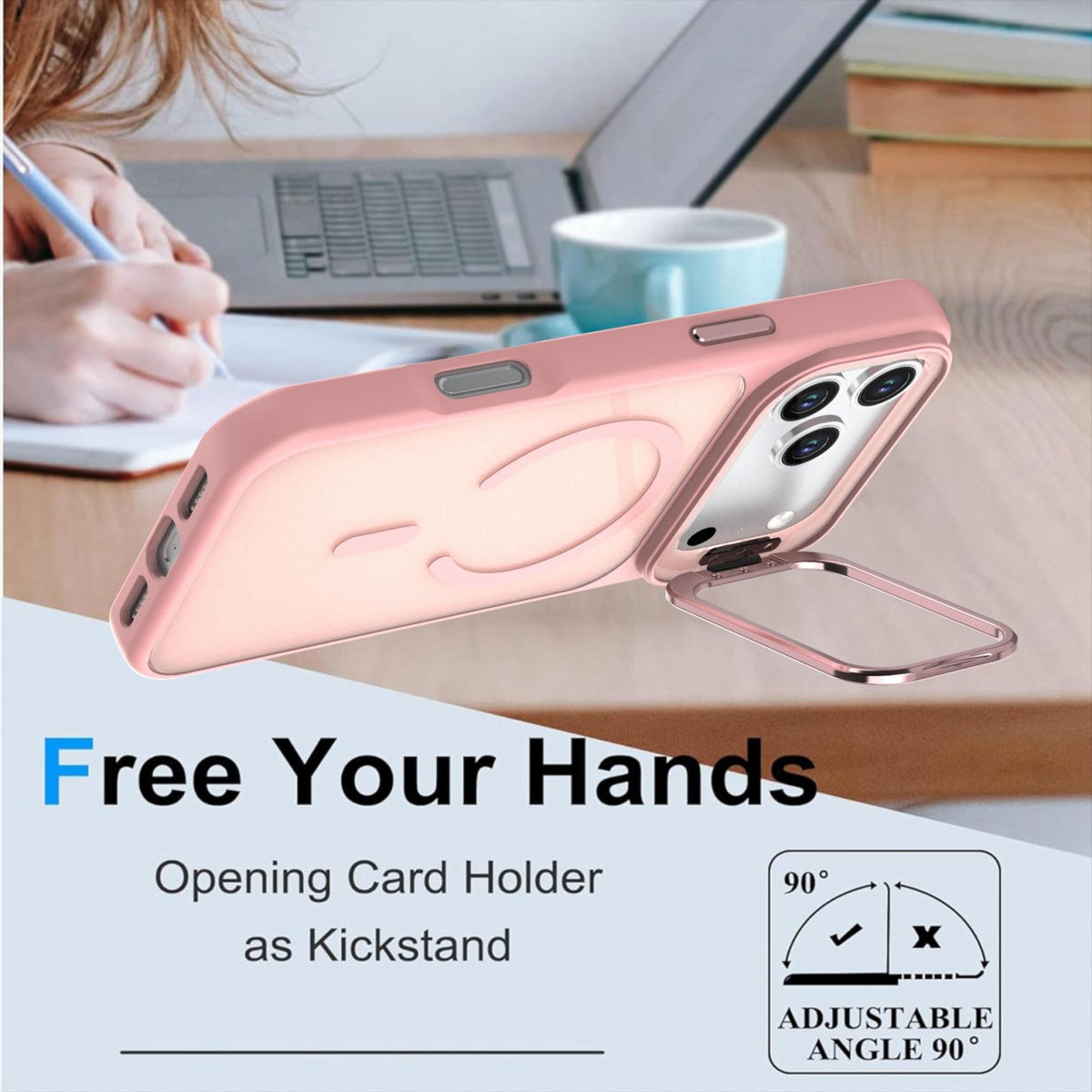 Compatible with iPhone 18 Pro Max Bright Color Frosted Skin-feel Camera Bracket Magsafe Phone Case - Pink