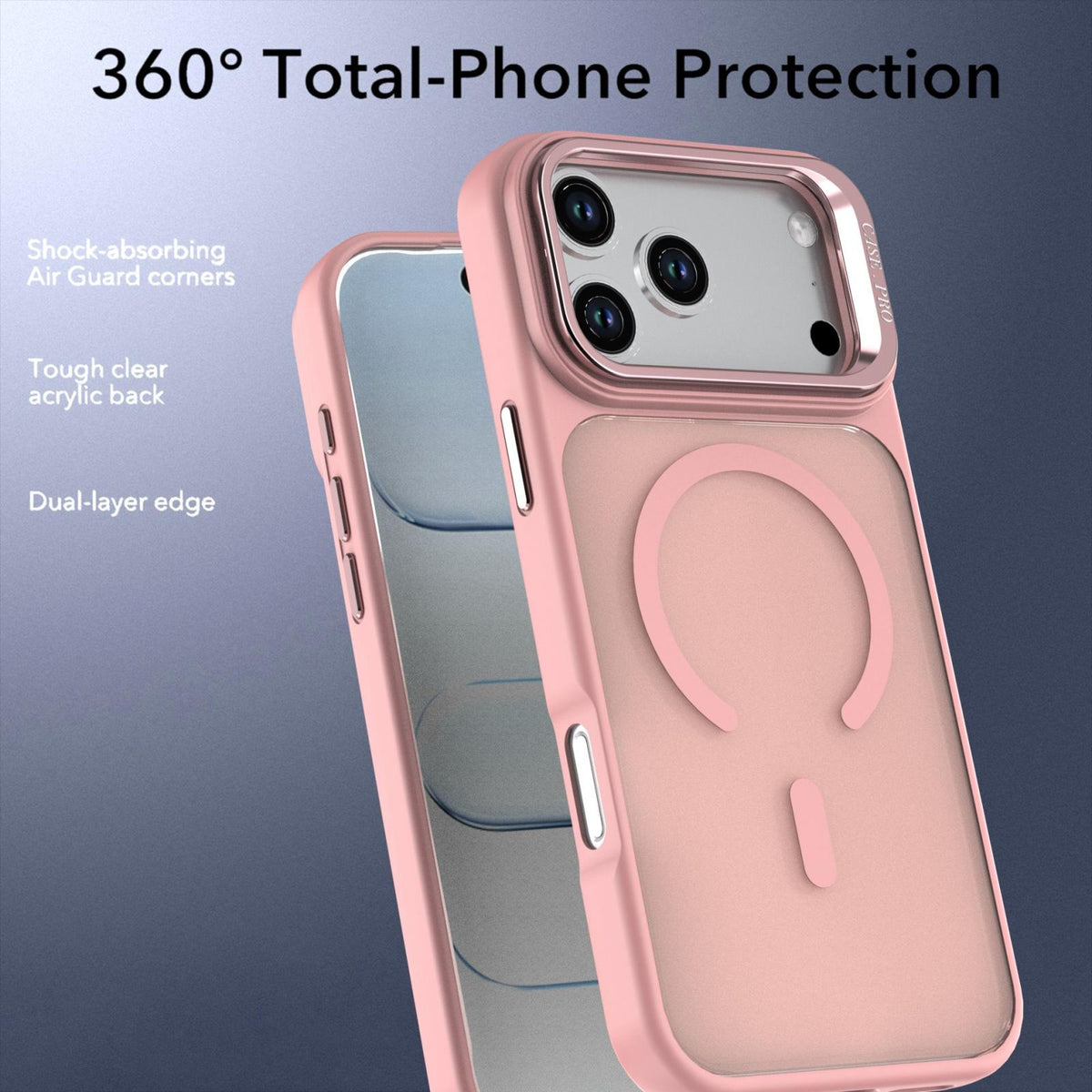 Compatible with iPhone 18 Pro Max Bright Color Frosted Skin-feel Camera Bracket Magsafe Phone Case - Pink