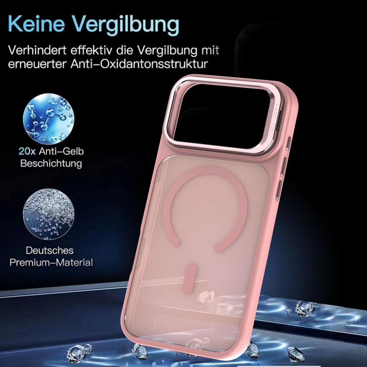 Compatible with iPhone 18 Pro Max Bright Color Frosted Skin-feel Camera Bracket Magsafe Phone Case - Pink