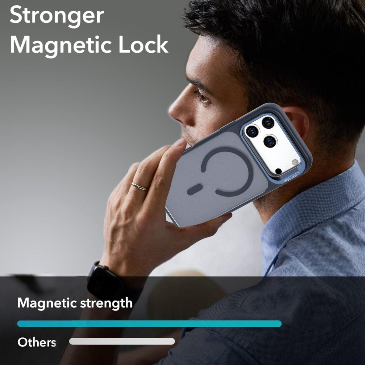 Compatible with iPhone 18 Pro Max Bright Color Frosted Skin-feel Camera Bracket Magsafe Phone Case - Blue