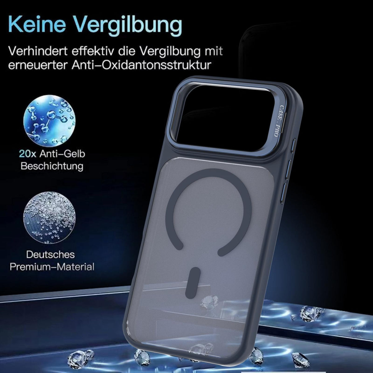 Compatible with iPhone 18 Pro Max Bright Color Frosted Skin-feel Camera Bracket Magsafe Phone Case - Blue