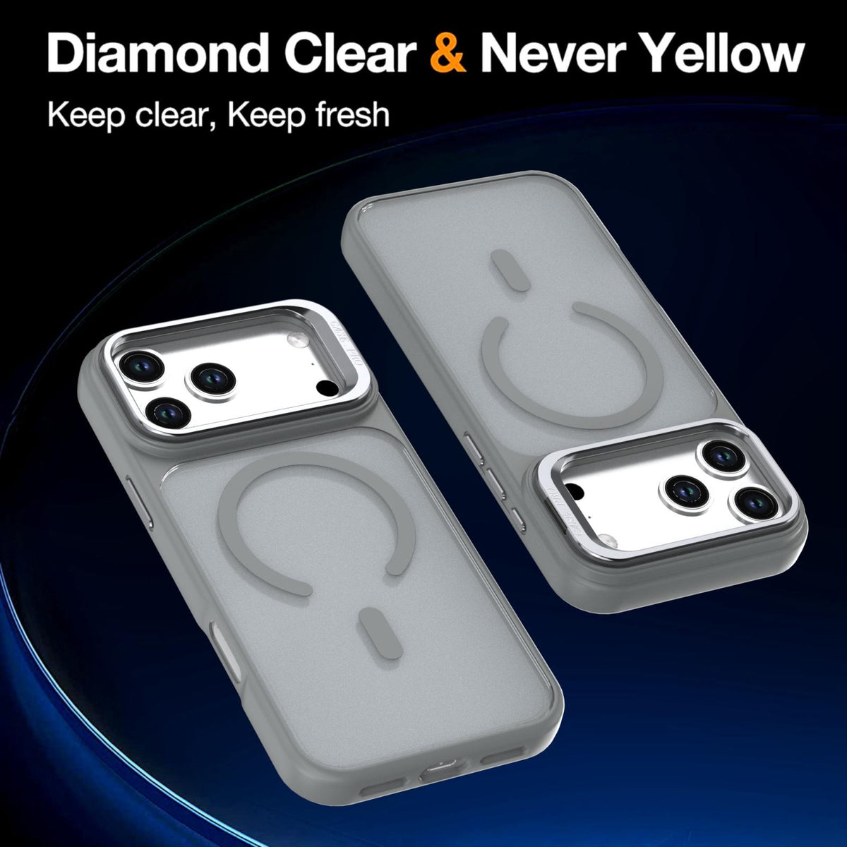 Compatible with iPhone 18 Pro Max Bright Color Frosted Skin-feel Camera Bracket Magsafe Phone Case - Grey