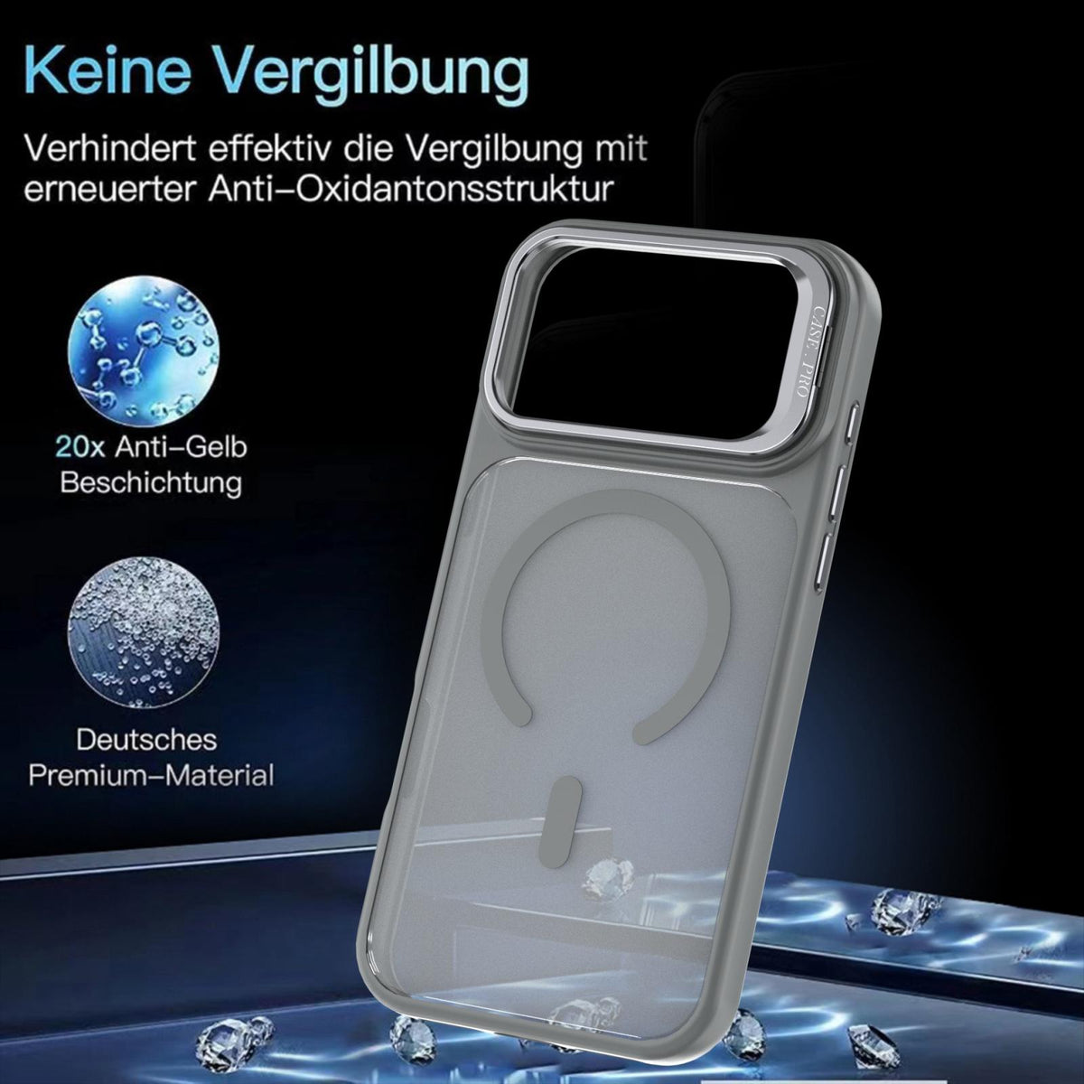 Compatible with iPhone 18 Pro Max Bright Color Frosted Skin-feel Camera Bracket Magsafe Phone Case - Grey