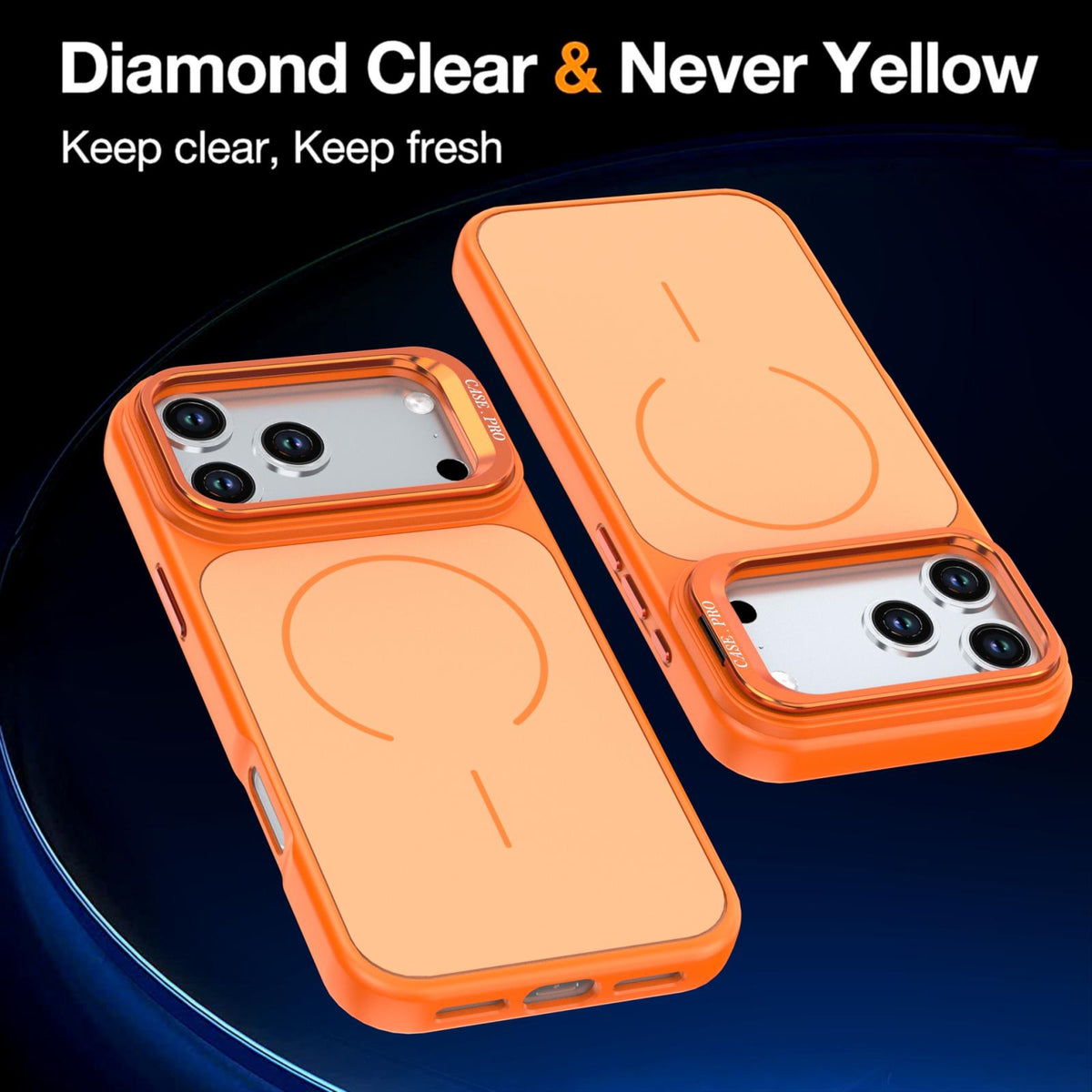 Compatible with iPhone 18 Pro Max Bright Color Contrast Skin-feel Camera Bracket Magsafe Phone Case - Orange