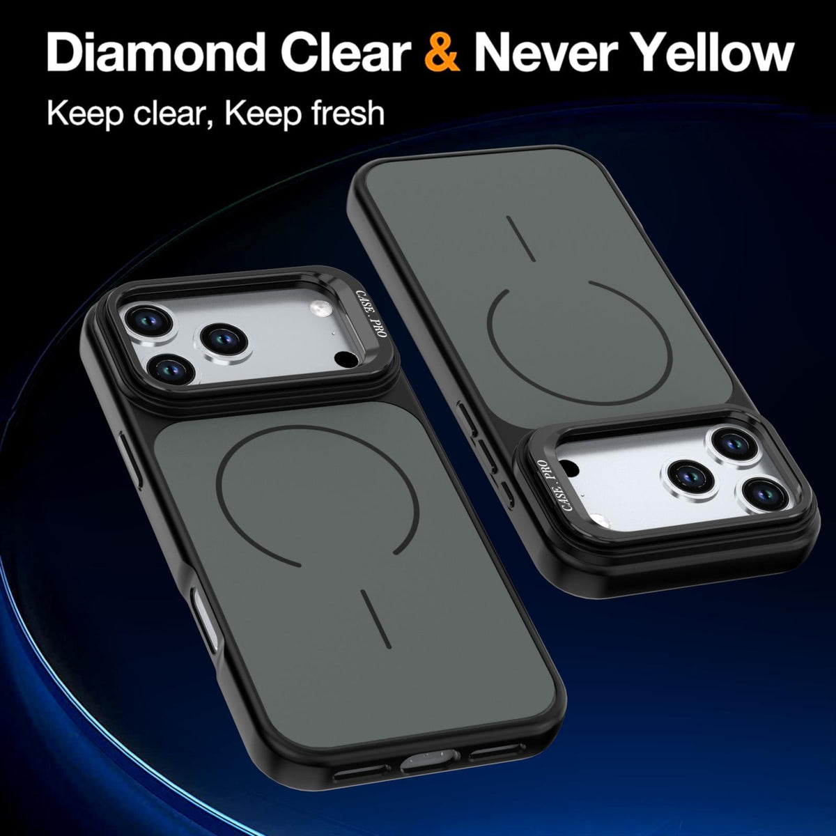 Compatible with iPhone 18 Pro Max Bright Color Contrast Skin-feel Camera Bracket Magsafe Phone Case - Black