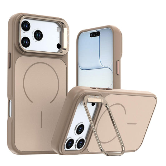 Compatible with iPhone 18 Pro Max Bright Color Contrast Skin-feel Camera Bracket Magsafe Phone Case - Desert Gold