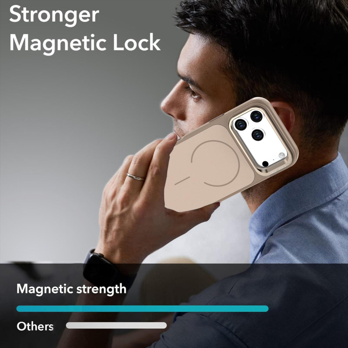 Compatible with iPhone 18 Pro Max Bright Color Contrast Skin-feel Camera Bracket Magsafe Phone Case - Desert Gold