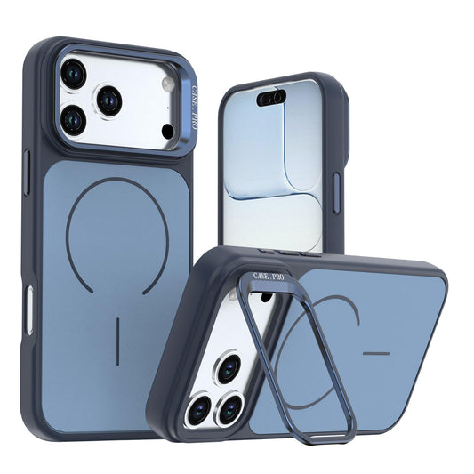 Compatible with iPhone 18 Pro Max Bright Color Contrast Skin-feel Camera Bracket Magsafe Phone Case - Blue