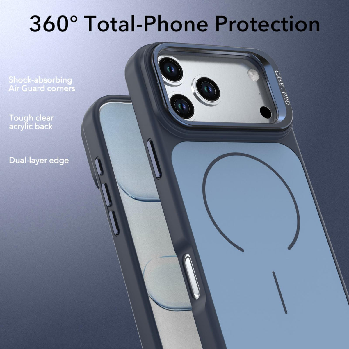 Compatible with iPhone 18 Pro Max Bright Color Contrast Skin-feel Camera Bracket Magsafe Phone Case - Blue