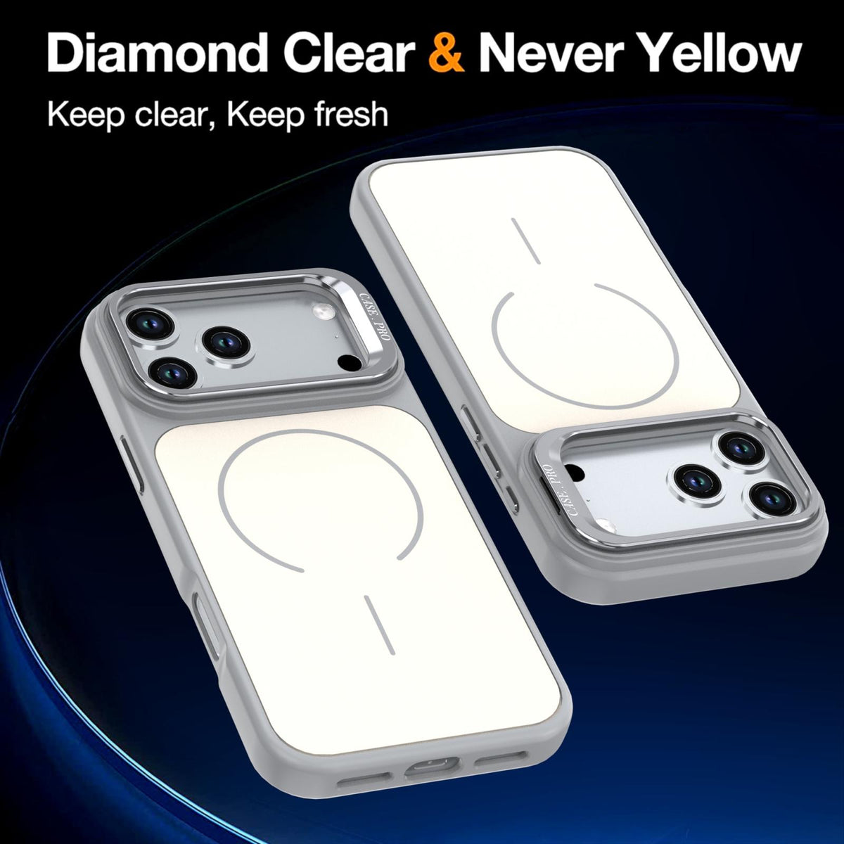 Compatible with iPhone 18 Pro Max Bright Color Contrast Skin-feel Camera Bracket Magsafe Phone Case - Grey