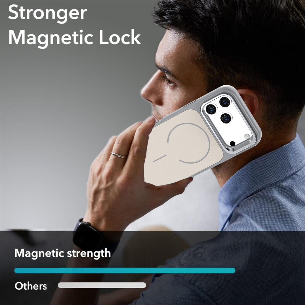 Compatible with iPhone 18 Pro Max Bright Color Contrast Skin-feel Camera Bracket Magsafe Phone Case - Grey