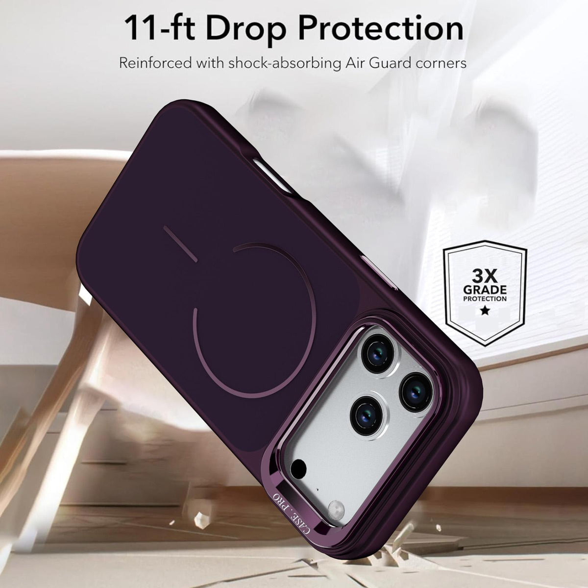 Compatible with iPhone 18 Pro Bright Color Contrast Skin-feel Camera Bracket Magsafe Phone Case - Dark Cherry