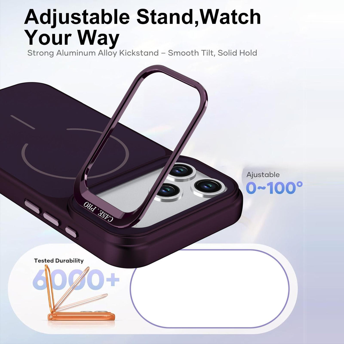 Compatible with iPhone 18 Pro Bright Color Contrast Skin-feel Camera Bracket Magsafe Phone Case - Dark Cherry