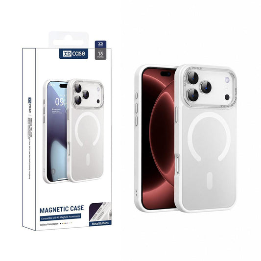 Compatible with iPhone 18 Pro Max XDcase Metal Lens Frame Skin Feel Magnetic Phone Case - White