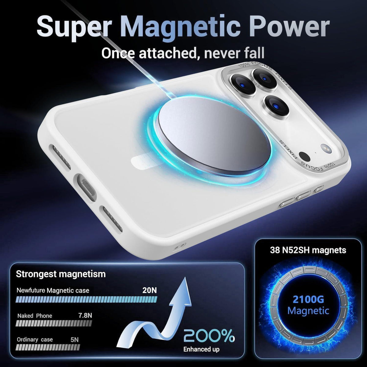 Compatible with iPhone 18 Pro Max XDcase Metal Lens Frame Skin Feel Magnetic Phone Case - White