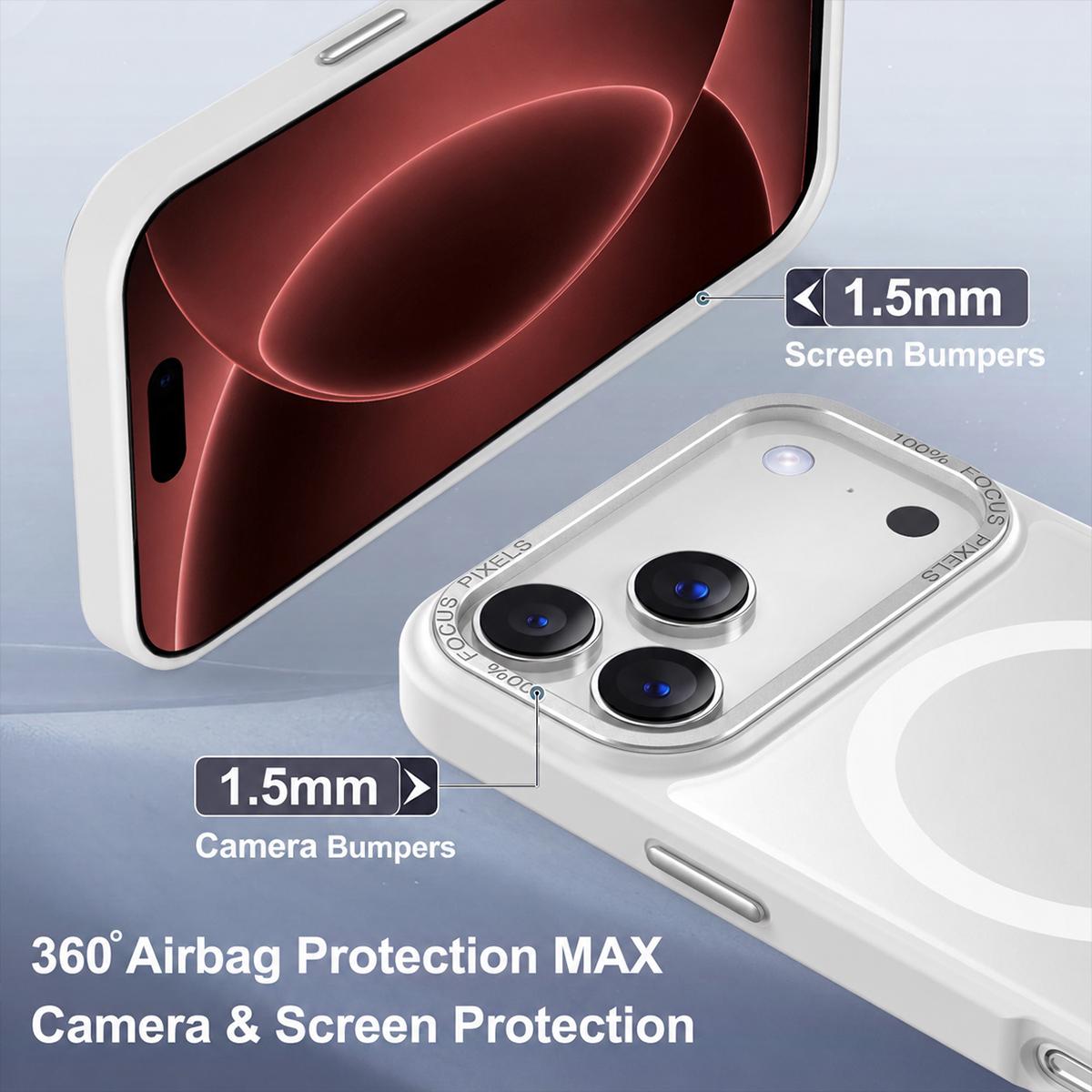 Compatible with iPhone 18 Pro Max XDcase Metal Lens Frame Skin Feel Magnetic Phone Case - White