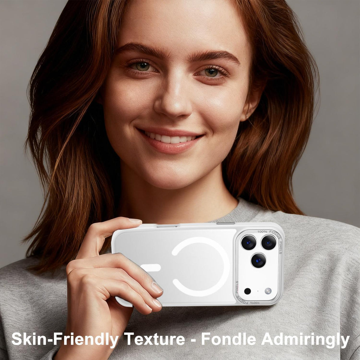 Compatible with iPhone 18 Pro Max XDcase Metal Lens Frame Skin Feel Magnetic Phone Case - White