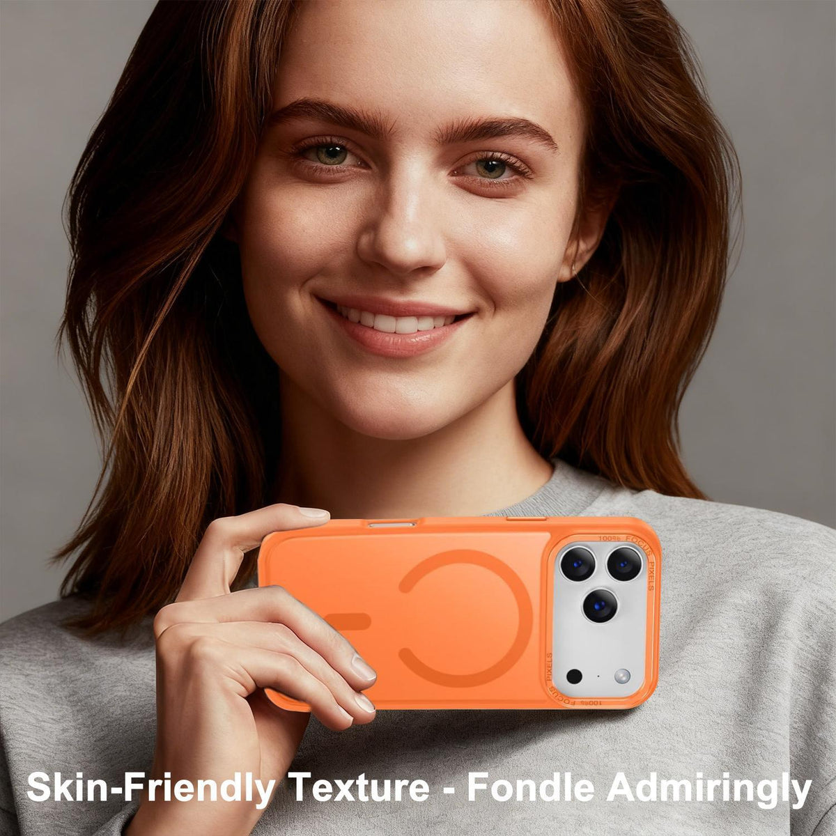 Compatible with iPhone 18 Pro Max XDcase Metal Lens Frame Skin Feel Magnetic Phone Case - Orange