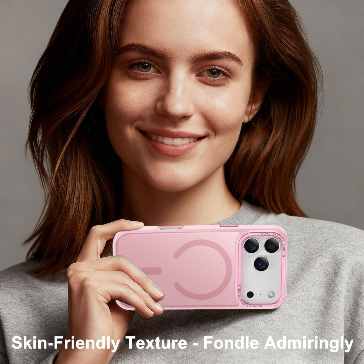 Compatible with iPhone 18 Pro Max XDcase Metal Lens Frame Skin Feel Magnetic Phone Case - Pink