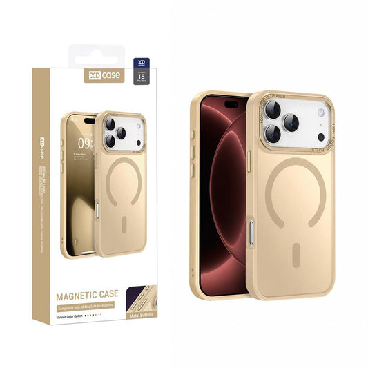 Compatible with iPhone 18 Pro Max XDcase Metal Lens Frame Skin Feel Magnetic Phone Case - Gold