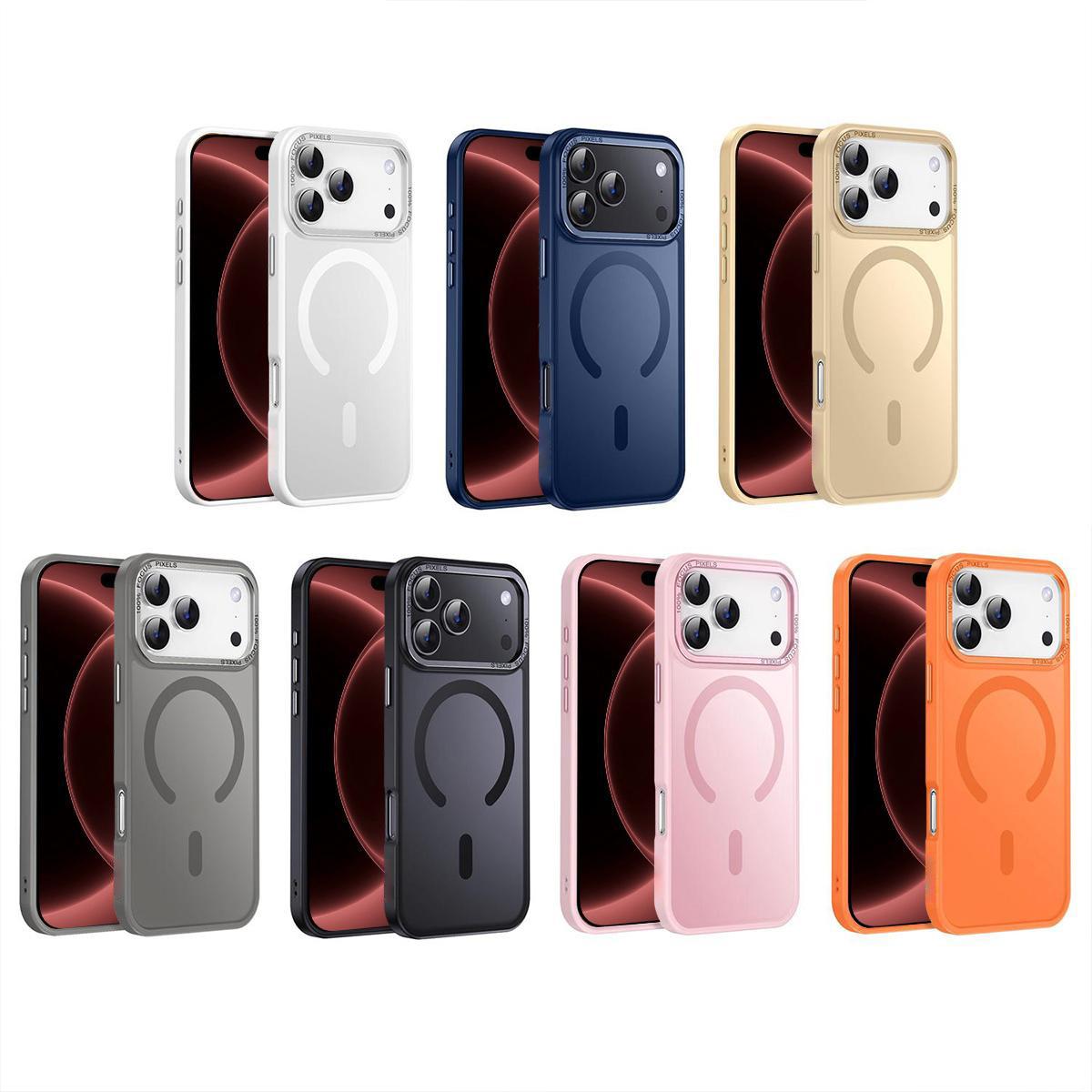 Compatible with iPhone 18 Pro Max XDcase Metal Lens Frame Skin Feel Magnetic Phone Case - White