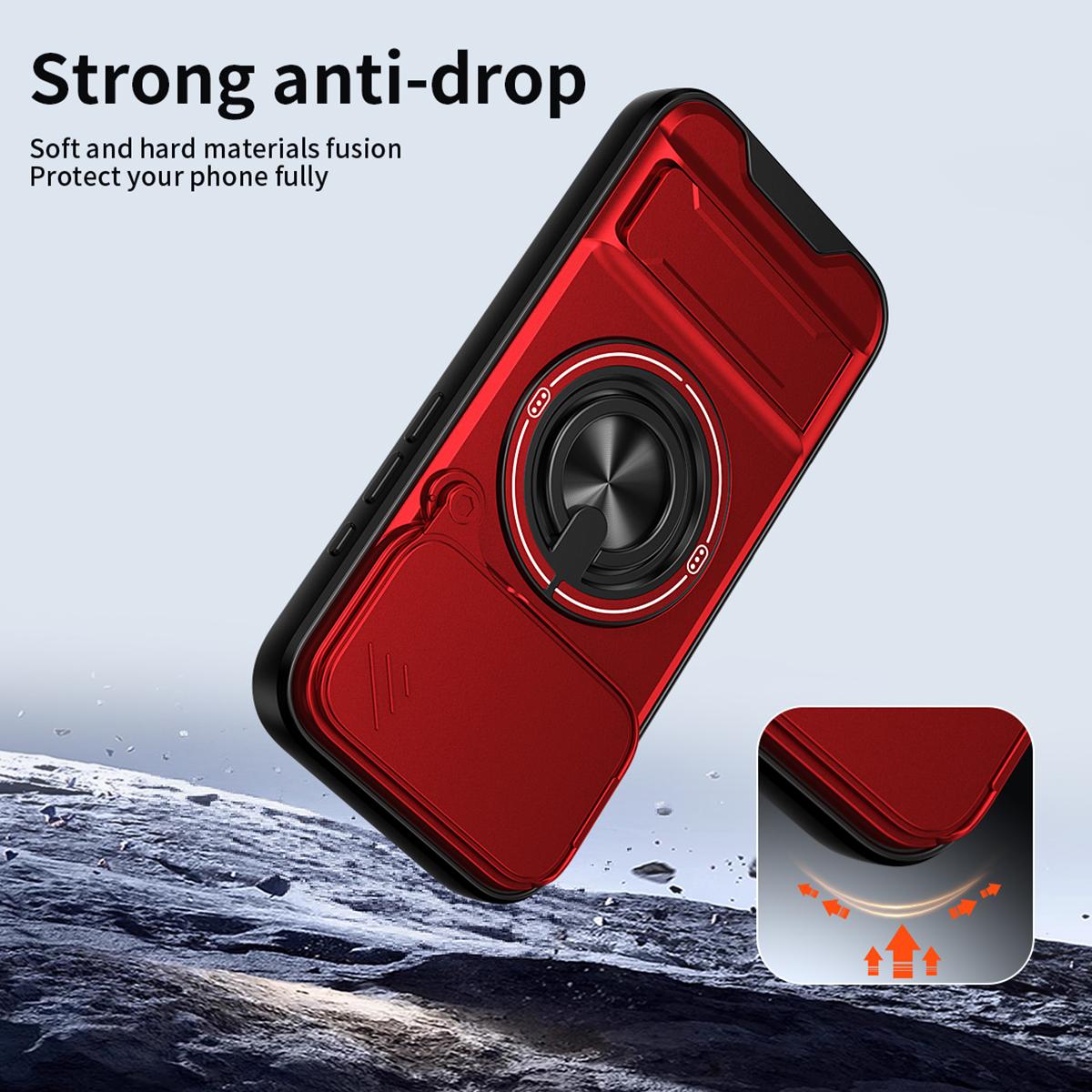 Compatible with iPhone 18 Pro Max Lens Sliding Window Multifunctional Magnetic Shockproof Phone Case - Red