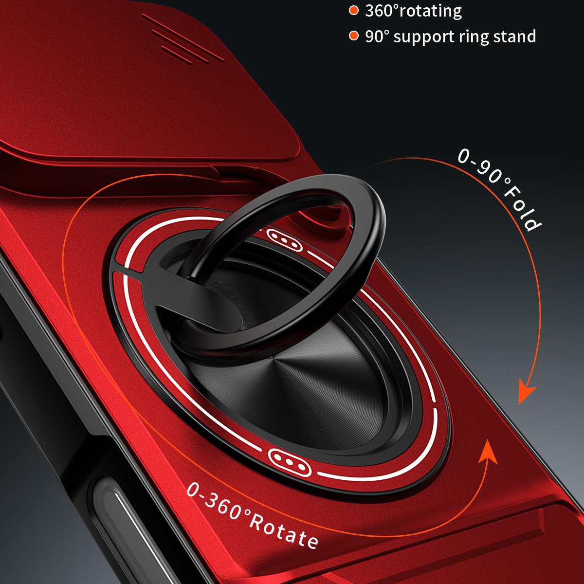 Compatible with iPhone 18 Pro Max Lens Sliding Window Multifunctional Magnetic Shockproof Phone Case - Red