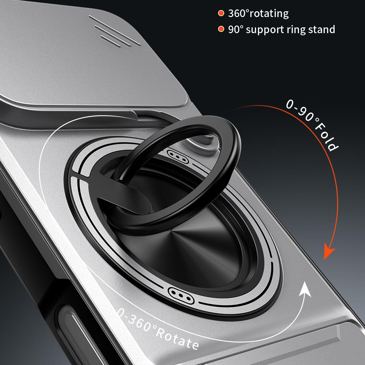 Compatible with iPhone 18 Pro Max Lens Sliding Window Multifunctional Magnetic Shockproof Phone Case - Titanium Gray