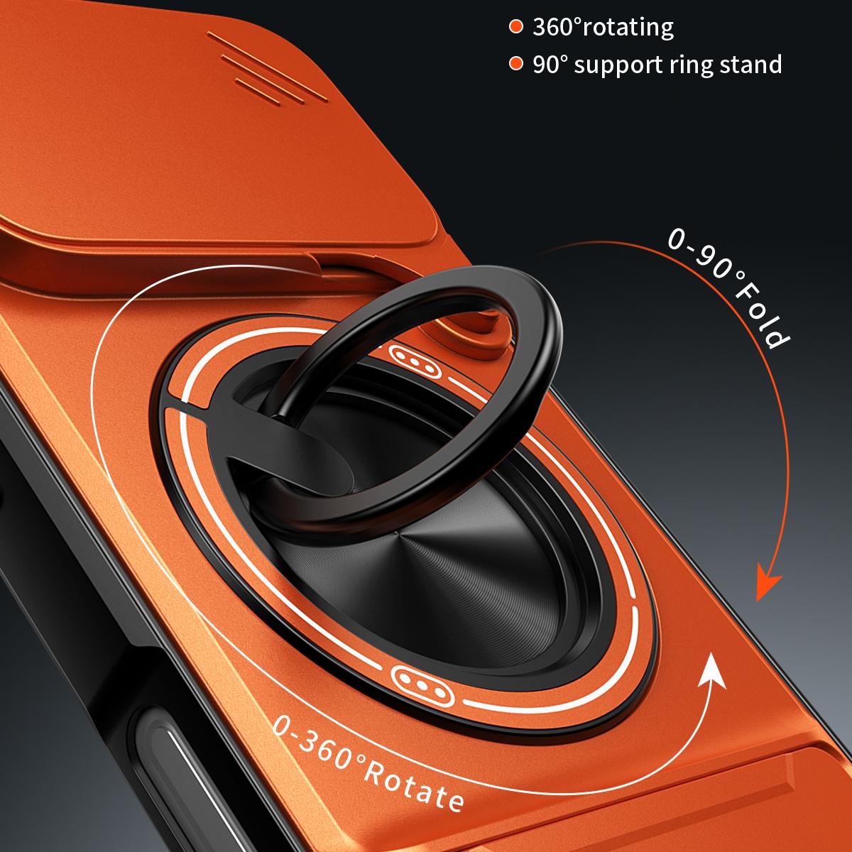 Compatible with iPhone 18 Pro Max Lens Sliding Window Multifunctional Magnetic Shockproof Phone Case - Orange
