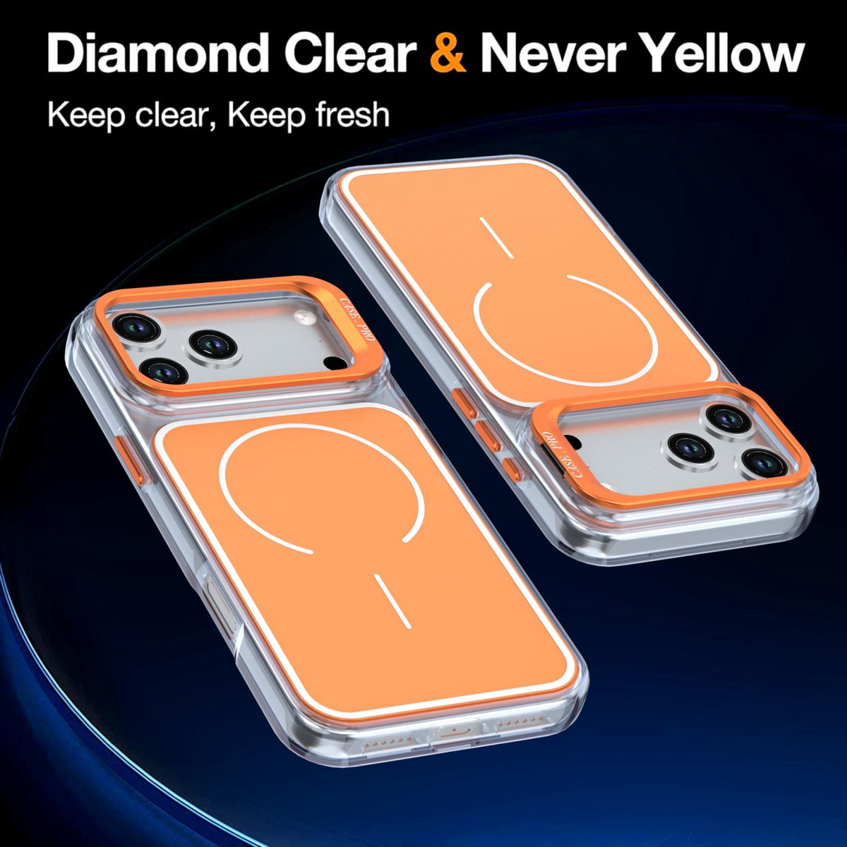Compatible with iPhone 18 Pro Bright Color Blocking Camera Bracket Magnetic Phone Case - Orange