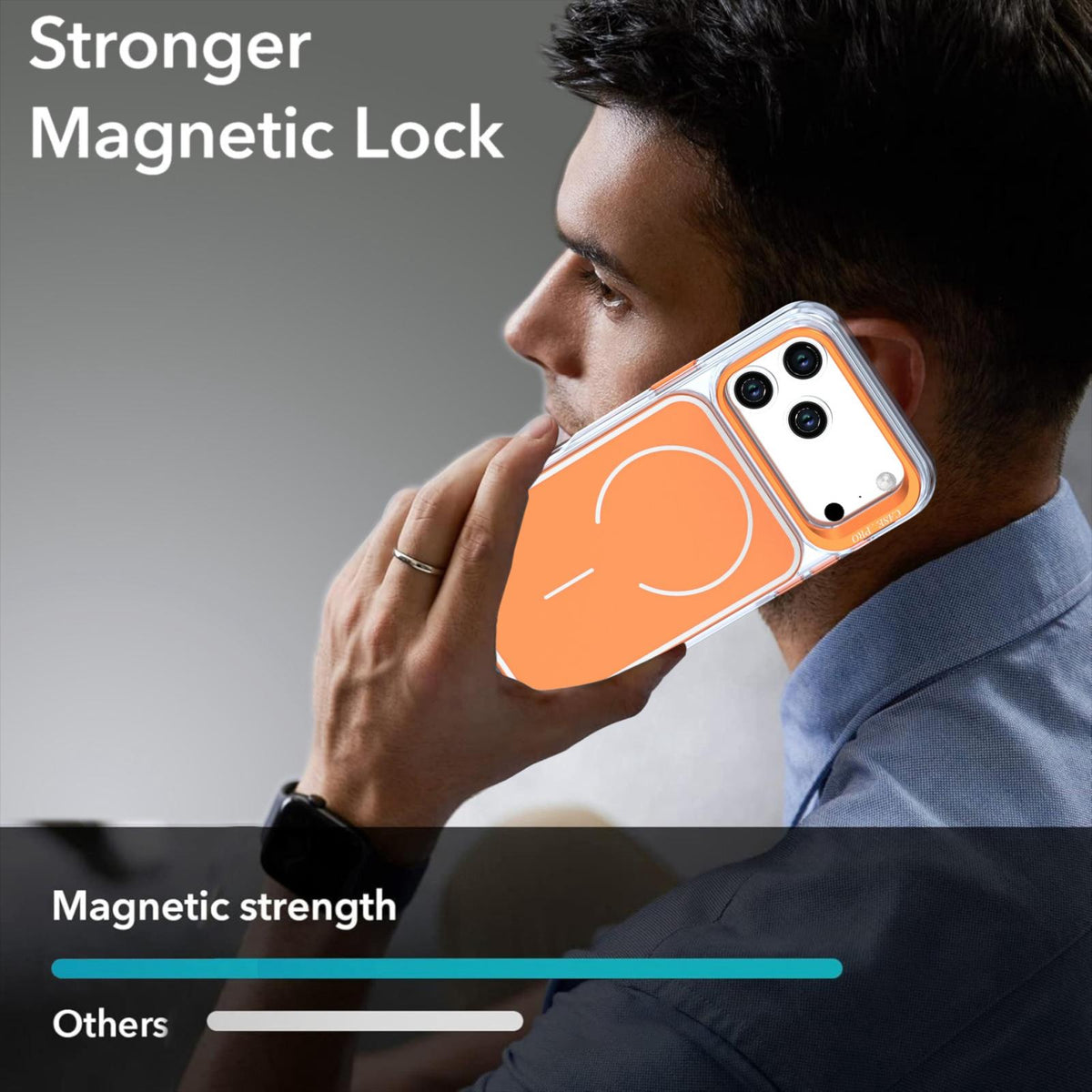Compatible with iPhone 18 Pro Bright Color Blocking Camera Bracket Magnetic Phone Case - Orange
