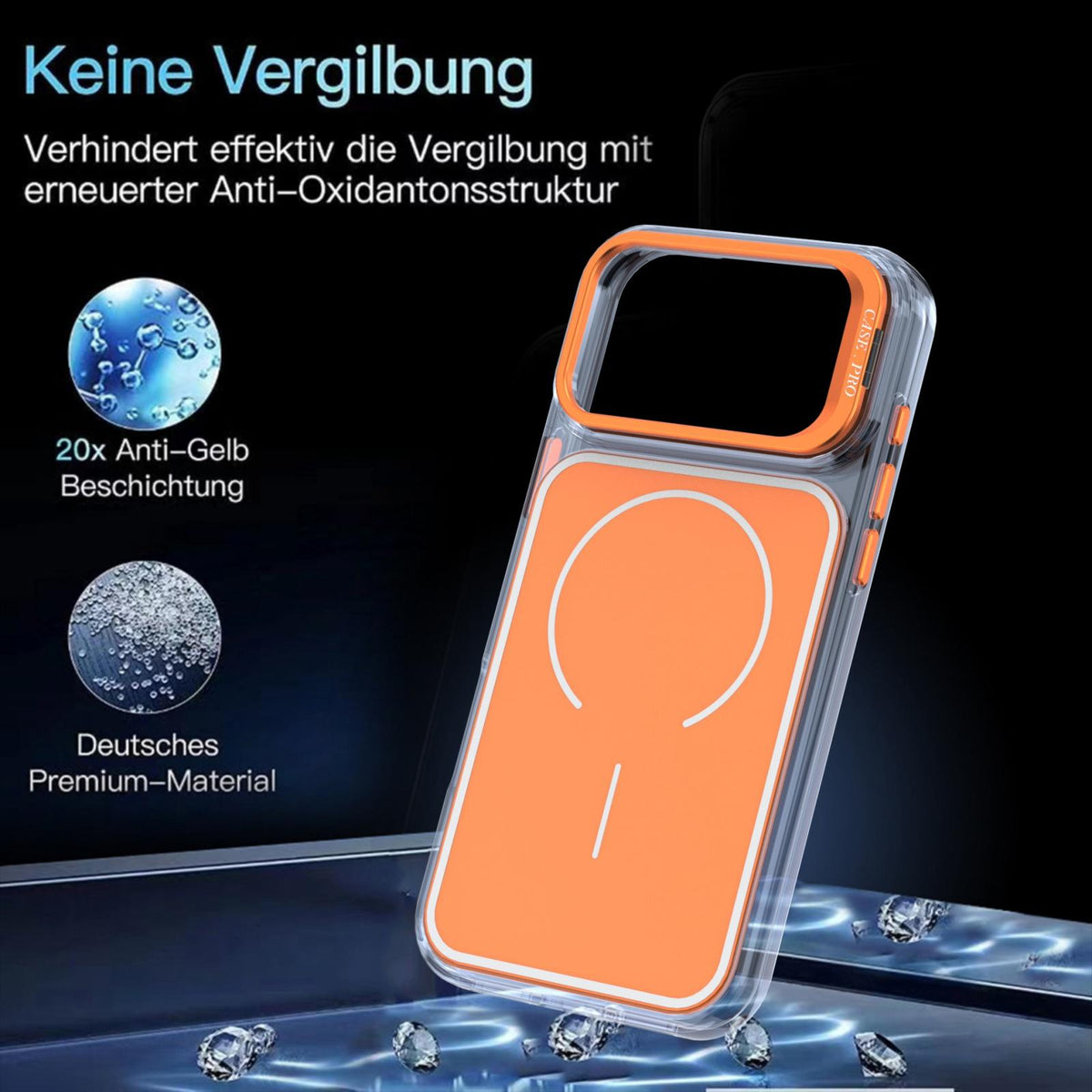 Compatible with iPhone 18 Pro Bright Color Blocking Camera Bracket Magnetic Phone Case - Orange