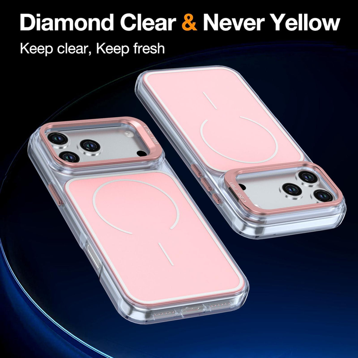 Compatible with iPhone 18 Pro Bright Color Blocking Camera Bracket Magnetic Phone Case - Pink