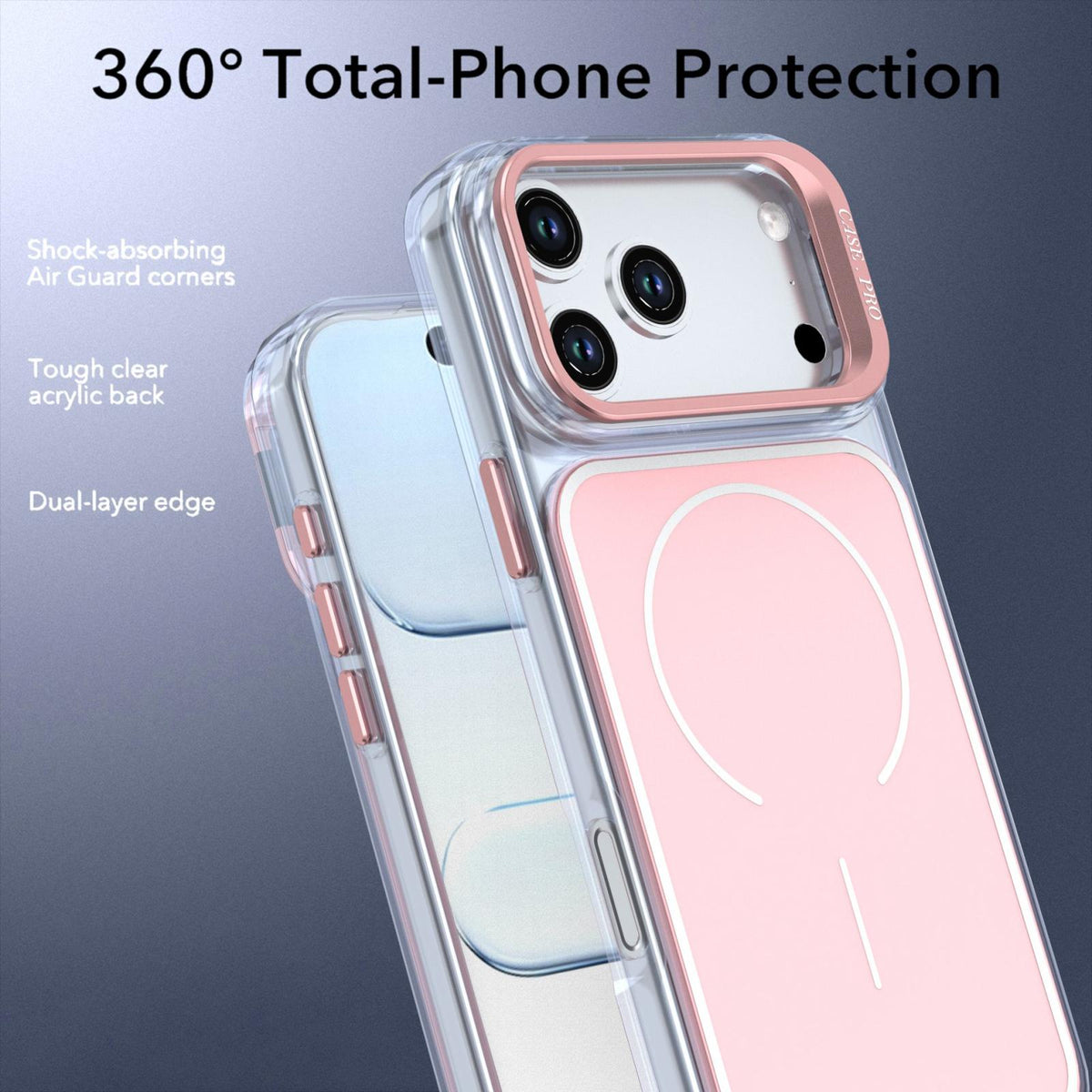 Compatible with iPhone 18 Pro Bright Color Blocking Camera Bracket Magnetic Phone Case - Pink