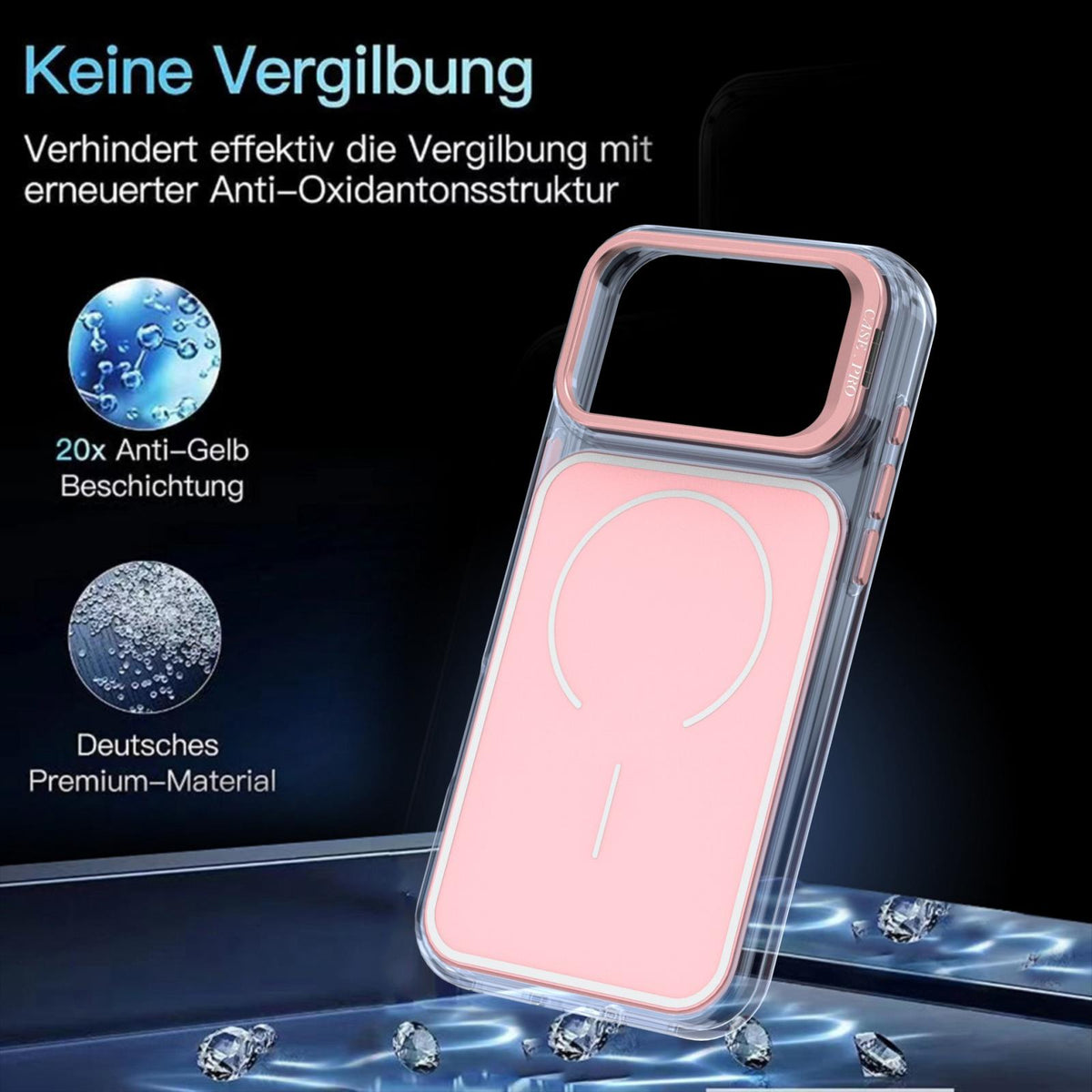 Compatible with iPhone 18 Pro Bright Color Blocking Camera Bracket Magnetic Phone Case - Pink