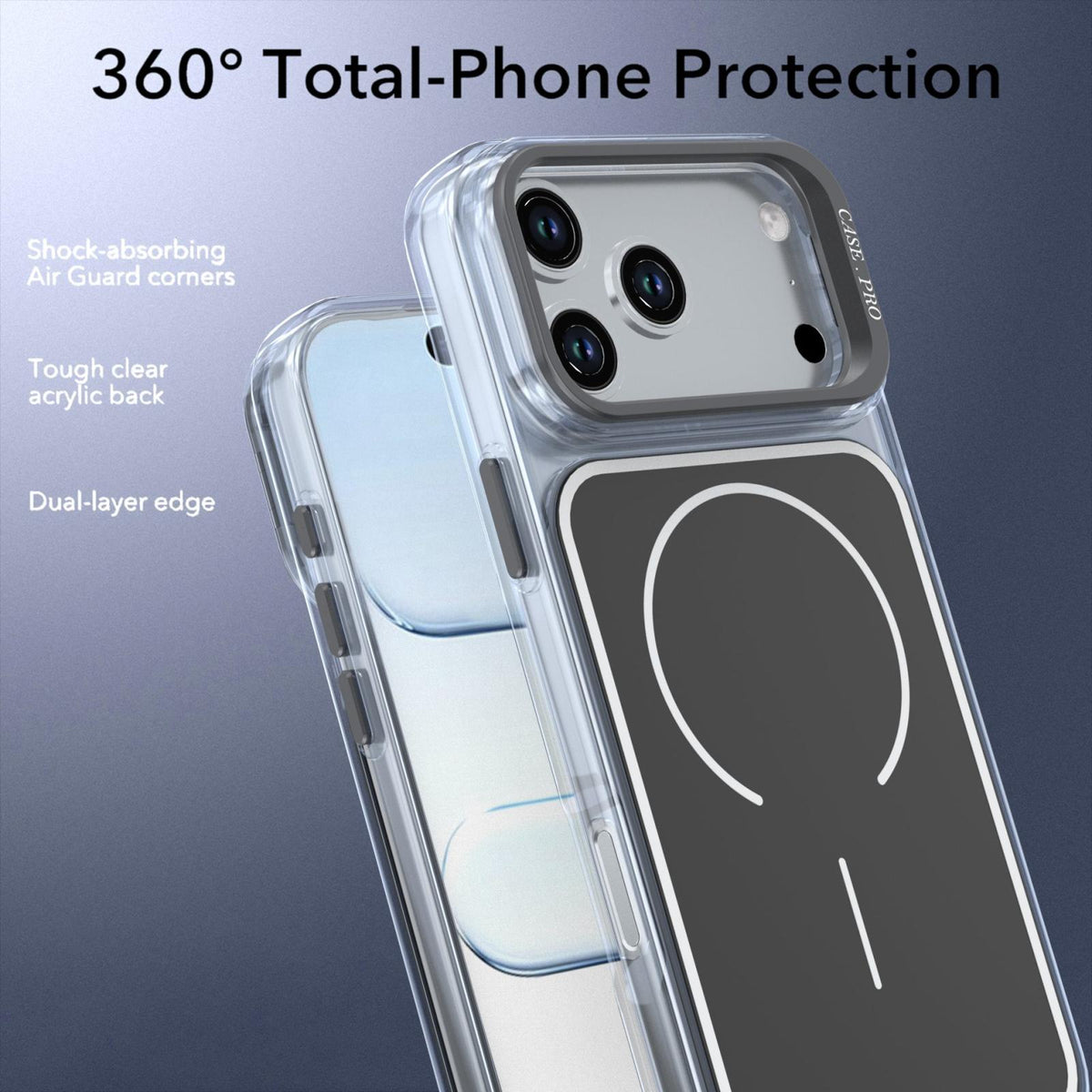 Compatible with iPhone 18 Pro Bright Color Blocking Camera Bracket Magnetic Phone Case - Black
