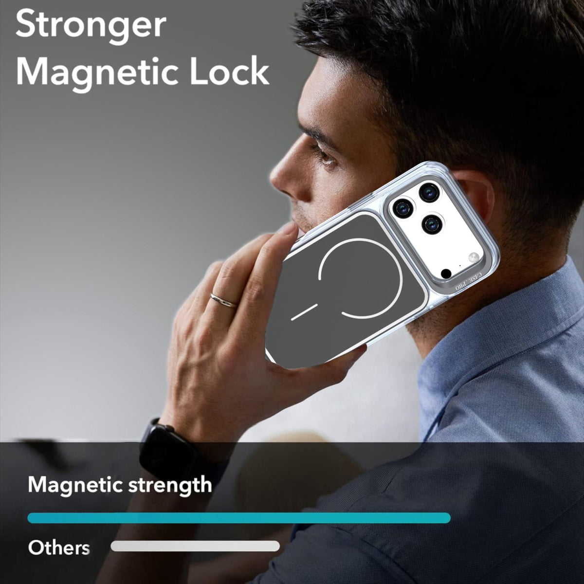 Compatible with iPhone 18 Pro Bright Color Blocking Camera Bracket Magnetic Phone Case - Black