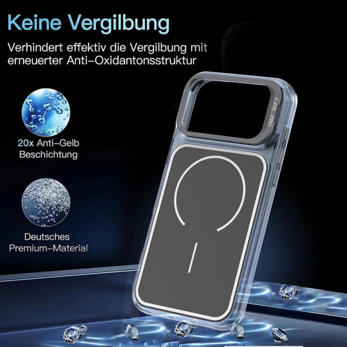 Compatible with iPhone 18 Pro Bright Color Blocking Camera Bracket Magnetic Phone Case - Black