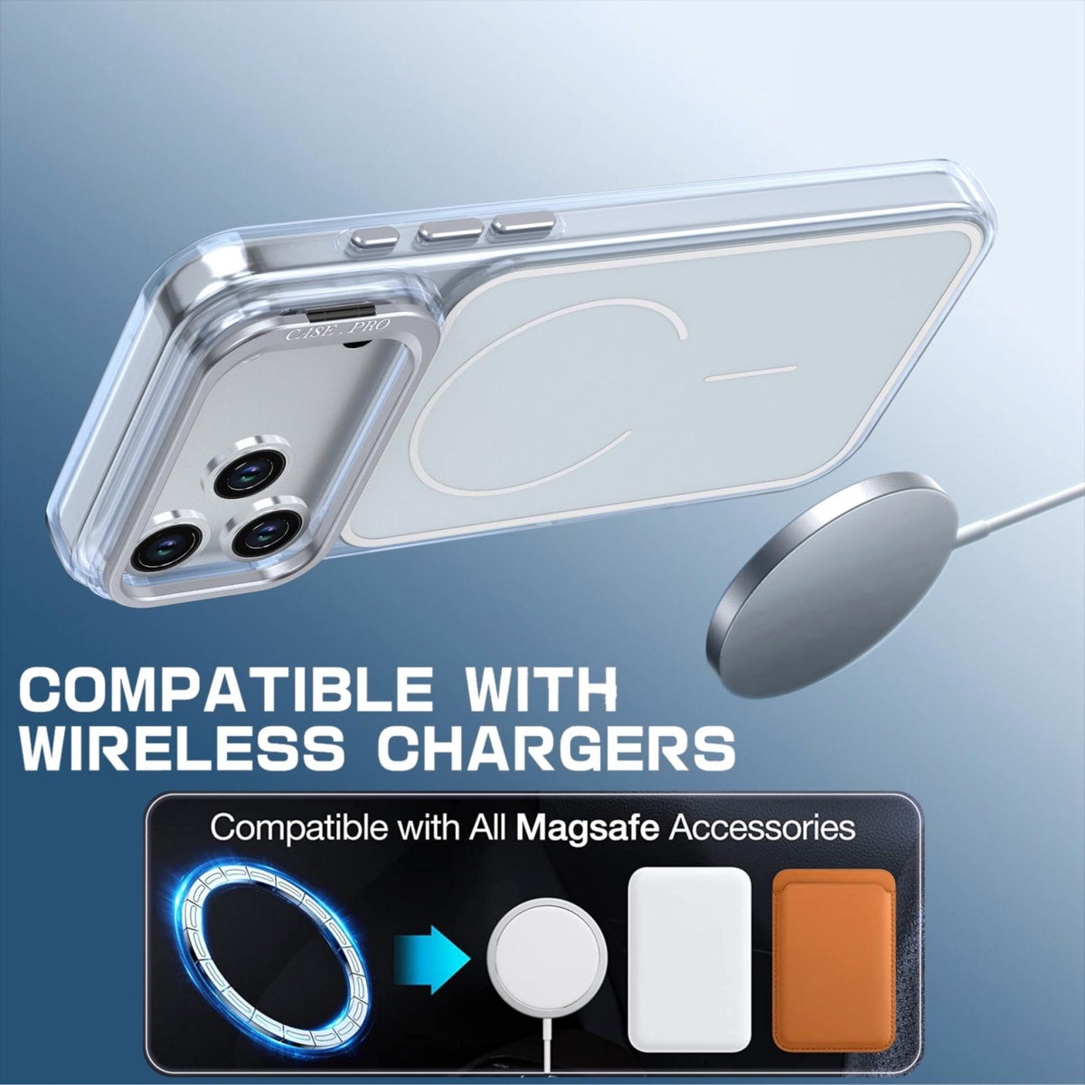 Compatible with iPhone 18 Pro Bright Color Blocking Camera Bracket Magnetic Phone Case - Grey