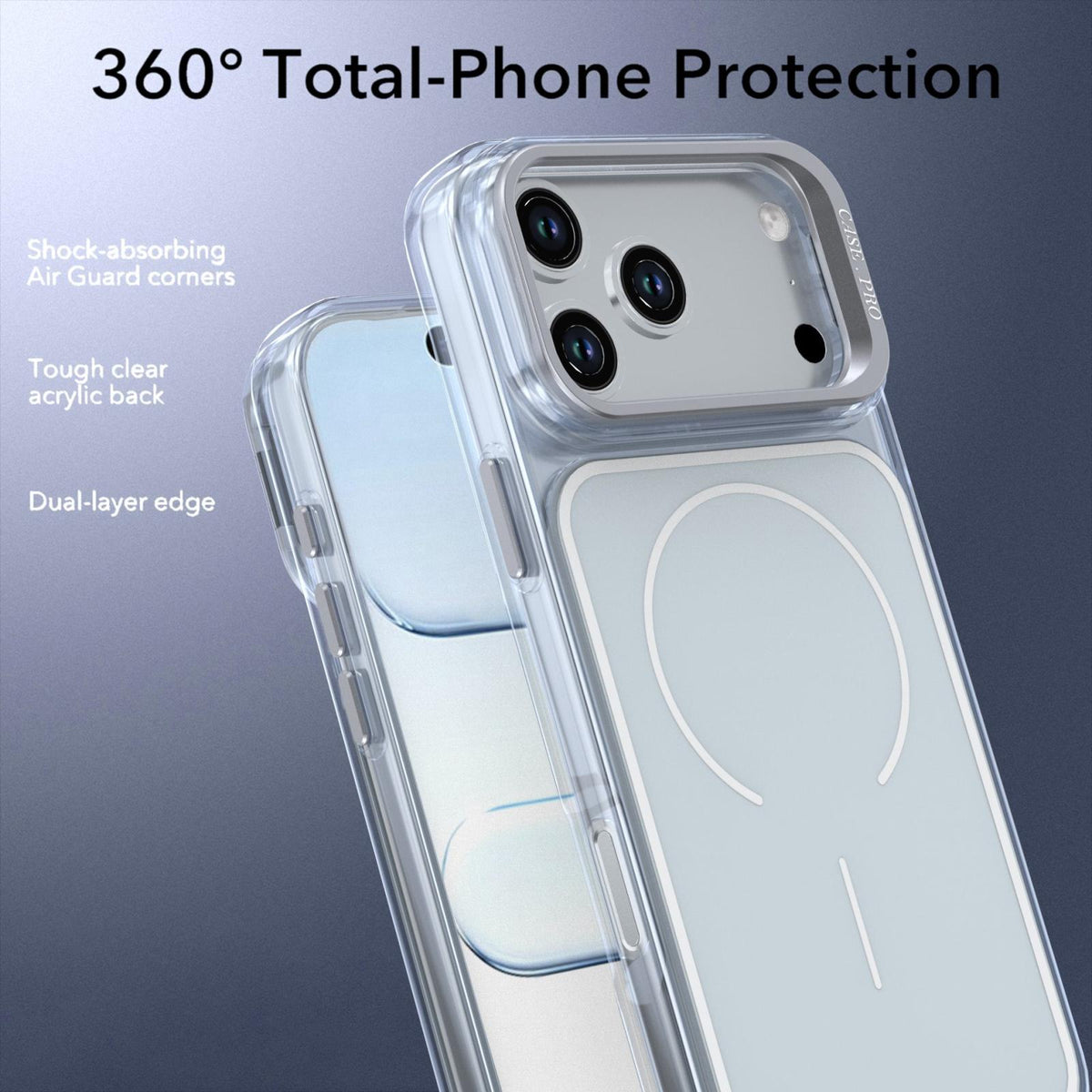 Compatible with iPhone 18 Pro Bright Color Blocking Camera Bracket Magnetic Phone Case - Grey